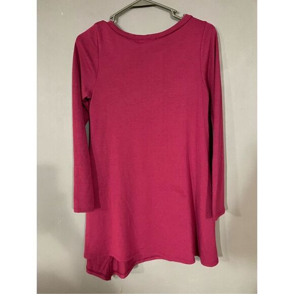 Emerald Long Sleeve Irregular Hem Tunic Top With Faux Buttons S - Picture 2 of 6